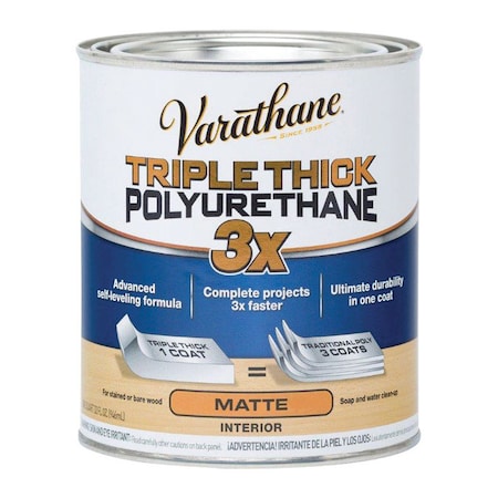 Varathane Varathane Transparent Matte Clear Water-Based Acrylic Triple Thick Polyurethane 1 qt 304588